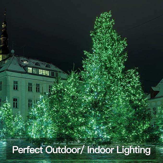 Green Christmas Lights, 33ft 100 LED String Lights with Remote, Green Fairy Lights Battery Operated for Christmas, St Patricks Day, Bedroom, Wreath, Patio, Backyard, Garde, Party Decorations