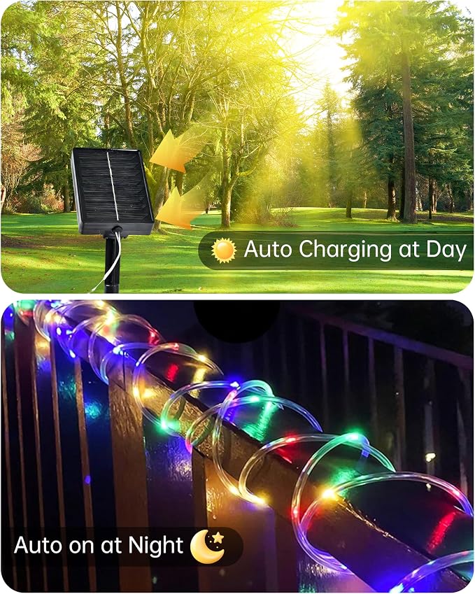 MERRIMAX M Solar Rope Lights Outdoor, 72FT 200LED, Multicolor | 8 Lighting Modes, Waterproof, Solar Powered Fairy Lights, For Party Garden Yard Home Holiday Tree Decoration