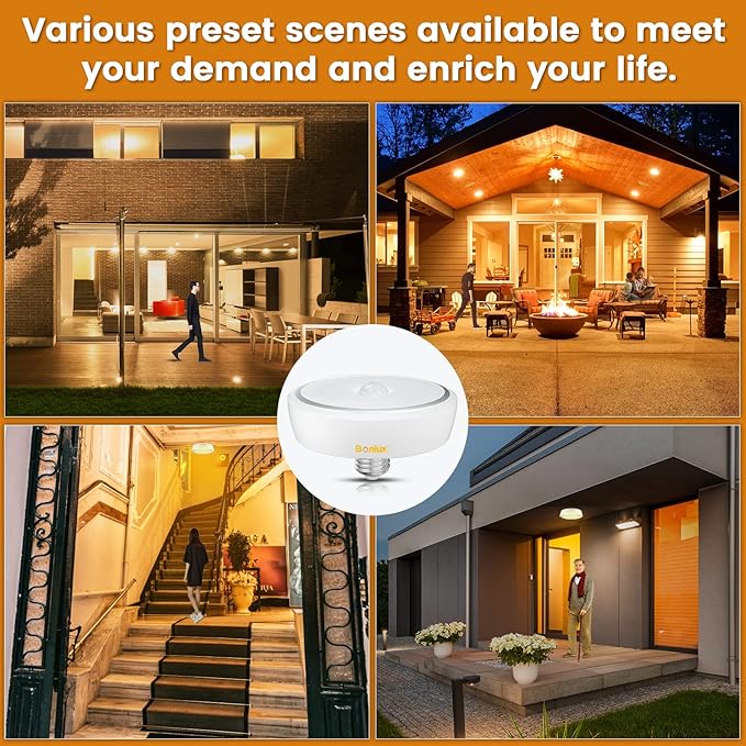 Bonlux Motion Sensor LED Ceiling Light Bulbs E26 Medium Base, 15W PIR UFO Motion Activated Night Light 150W Equivalent Auto On/Off for Hallway Stairs Depot Kitchen Bathroom, Warm White 3000K