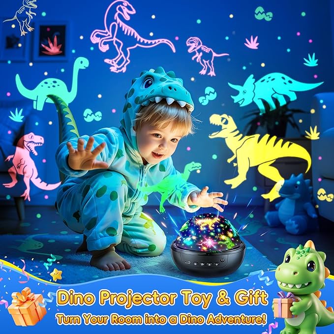 Dinosaur Toys for Kids 3-5, 【Remote+3 Films+93 Effects】 Dinosaur Toys for Kids 2-4, 【3 Timer+5 Brightness】 3 Year Old Boy Gift, Rotate 3 Year Old boy Birthday Gift, Boys Christmas Gifts Boys
