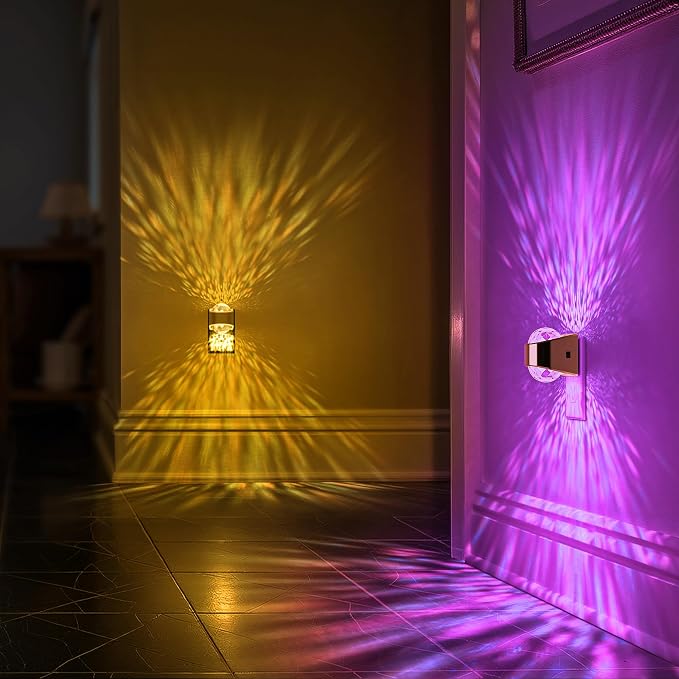 Night Light Plug into Wall, Color Changing Night Light for Kids | Gold Night Light Projector, 9-Color RGB Galaxy Nightlight with Dusk to Dawn for Bathroom, Home Gaming Room Decor Gifts, 2pack