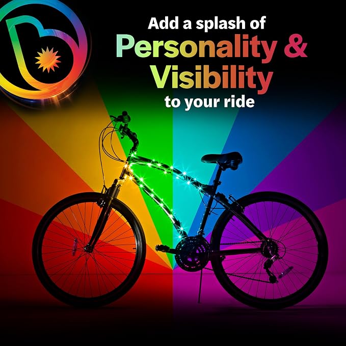 Brightz CosmicBrightz LED Bike Frame Rope Light - 6.5-Foot String Rope - Battery-Powered with On/Off Switch - Ultra Bright Color Keeps Your Ride Fun and Safe for Kids, Teens, & Adults