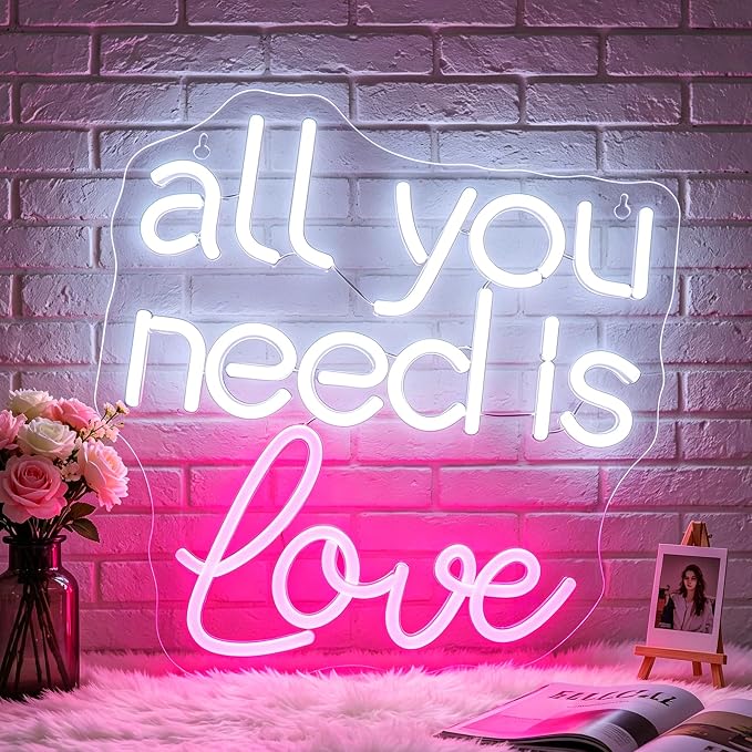 Neon Sign, Neon Signs for Wall Decor LED Signs Neon Light | All You Need is Love Neon Sign, Wedding Party Backdrop Wall Decor, Valentine's Day, Business, Home Decor, Gift, USB Powered