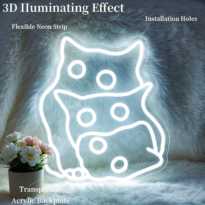 Cat Neon Sign Led Sign Neon Signs for Wall Decor Neon Lights | Cat Led Light Up Sign, Whit Room Decor, Boys Girls Gift, Party, Wall Decor, 5V USB Powered
