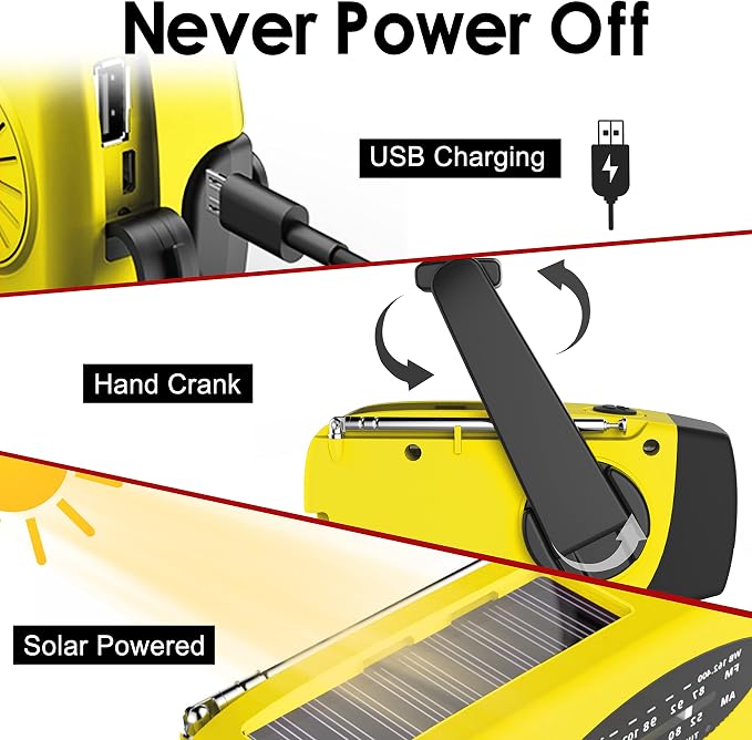 RunningSnail Hand Crank Radio with LED Flashlight, for Power Outage | AM FM NOAA Emergency Weather Radio,2000mAh Phone Charger,Hand Cranked,Solar Panel