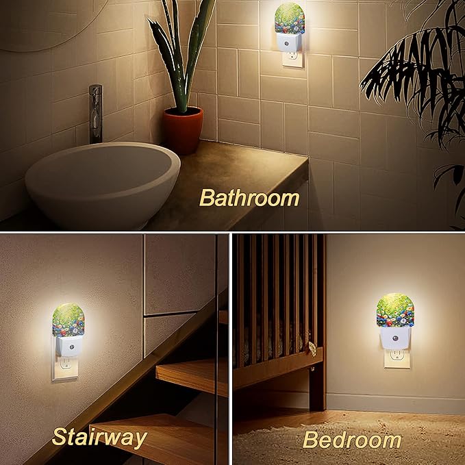 Night Light,Retro Abstract Daisy Night Lights Plug Into Wall Dusk to Dawn Sensor for Bedroom,Bathroom and Living Room for Women/Girls Gift