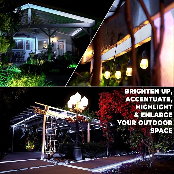 WYZworks 108LEDs, 10ft LED Outside Rope Lights, Waterproof Permanent Outdoor ETL Certified Connectable Clear Tube, Christmas Palm Tree Holiday Decorative Landscape Patio Accent Lighting - Cool White