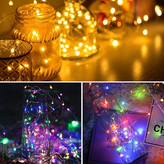 ZGWJ 12 Pack Fairy Lights, Mini String Lights, Warm and Multicolor | Battery Operated 7 FT 20 LED Waterproof 3 Modes for DIY, Parties, Wedding, Halloween, Christmas Decoration