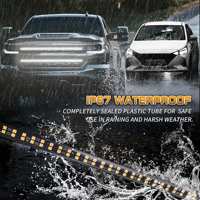 XRIDONSEN 2PCS 24 inch Truck Grill Strobe Lights Strip 288 LED White Emergency Lights Tailgate/Rear window/Grille Lights Flashing Warning Caution Safety Light for Plow Trucks Construction Vehicles SUV