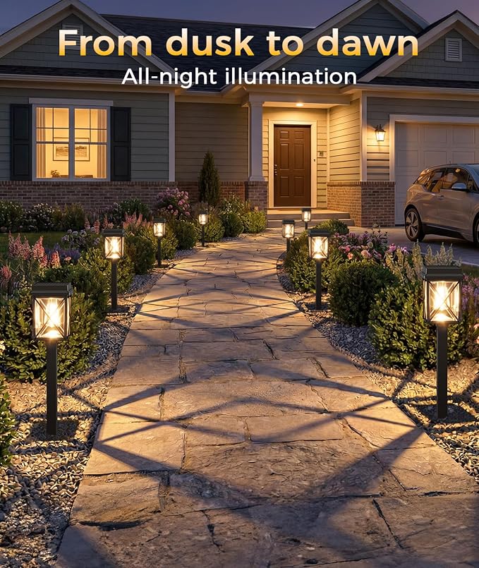 XMCOSY+ Solar Pathway Lights Outdoor, 6 Pack Bright Solar Garden Lights | 3 Color Modes, 20-50LM Custom Brightness, 15H Landscape Lighting, Solar Lights Outdoor Waterproof IP65 for Yard Path Walkway