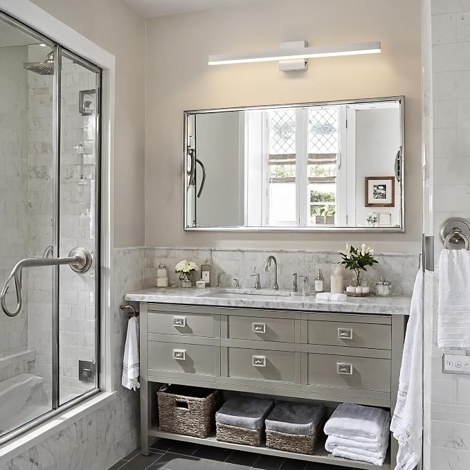 Nickel Bathroom Vanity Light Fixture 31.5'' 20W Dimmable 5CCT LED Hardwired | Bathroom Light Fixture Over Mirror, Bathroom Wall Sconce, Rust-resistant, ETL Certificated, 2700K/3000K/3500K/4000K/5000K