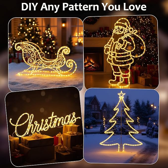 OMIKA Connectable 66FT 800 LED Thin Rope Lights Outdoor, Warm White Fairy Lights Plug in, Outdoor String Light Waterproof Decorative Lighting for Deck Patio Yard Garden Pathway Camping Indoor Decor