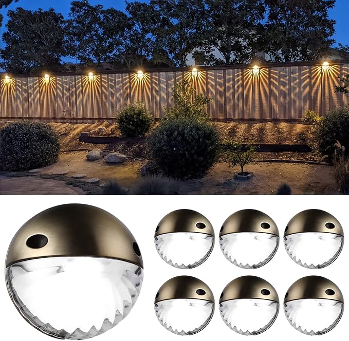 LEONLITE 6-Pack 3000K Unique Rays LED Deck Lights Outdoor Bronze | 12V Low Voltage, Landscape Step Railing Fence Light, Warm White, IP65, Landscape Deck Light for Backyard, Aluminum