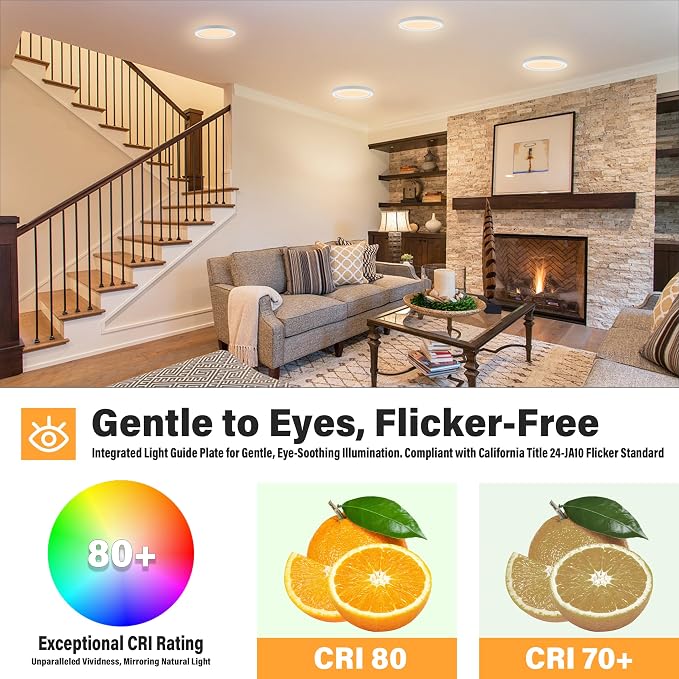 ETL 7 inch LED Flush Mount Ceiling Light Dimmable,Ultra Slim Round Flat Ceiling Lights 2700K/3000K/3500K/4000K/5000K,Modern Ceiling Lamp for Closet,Kitchen,Bathroom 7inch-3 Pack(White-5CCT)