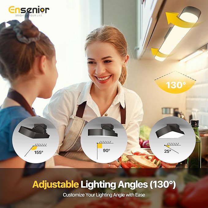 Ensenior Makeup Light, 14 inch Rechargeable Vanity Lights for Mirror with Auto Off Timer Remote Magnetic Stepless Dimming 3CCT 2500mAh Battery, Under Cabinet Lighting Wireless for Kitchen, 2 Pack