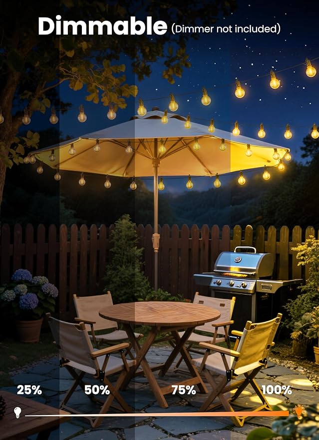Outdoor String Patio Lights, 100FT 100 LED Patio Lights Waterproof, Connectable Shatterproof Hanging Outside String Light for Backyard, Porch, Deck, Balcony, Garden, House Decor, 2200K