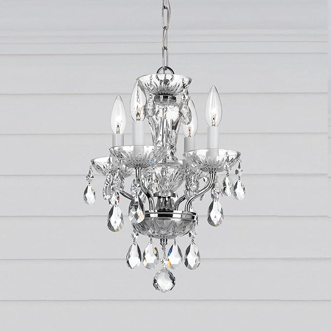 Crystorama Traditional Crystal 4 Light Strass Crystal Polished Chrome Mini Chandelier