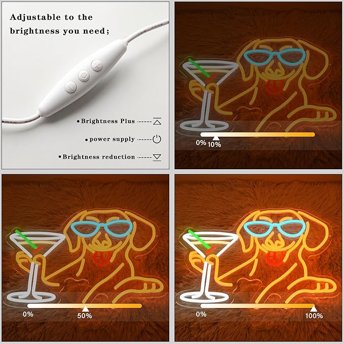 Dachshund Martini Neon Sign for Wall Decor Bar Neon Light Dog Drinking Martini Led Sign Animal Neon Light Signs for Bar Man Cave Pub Wine Cellar Decoration