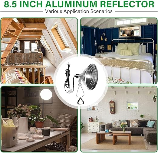 Simple Deluxe Clamp Lamp Light with Detachable 8.5 Inch Aluminum Reflector up to 150 Watts E26 Socket (No Bulb Included), 6 Feet Cord, UL Listed, 6 Pack