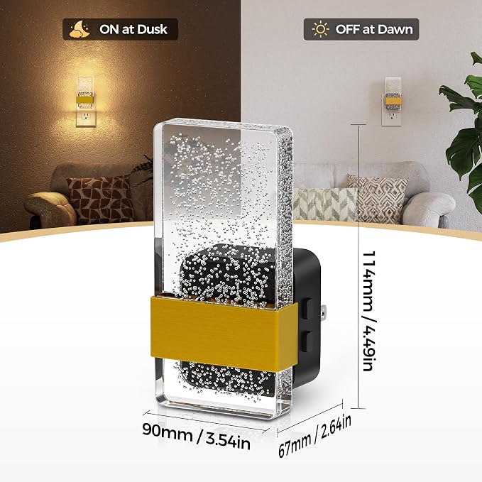 LED Night Lights Plug into Wall, 3 Level Dimmable Night Light | Bubble Decorative Nightlight, Dusk to Dawn Sensor, Wall Sconce-Style Design Nightlights for Bathroom, Hallway, 3CCT