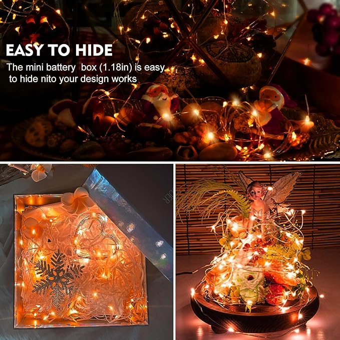 AIKEI 6 Pack LED Fairy Lights Battery Operated, Mini String Lights Waterproof 7ft 20 Led Firefly Starry Lights for Wedding Party Bedroom Garden Christmas Decoration Orange