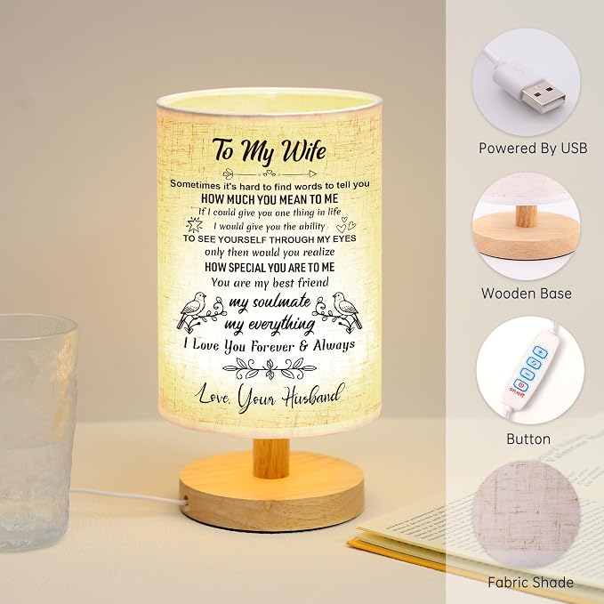 WSYEAR Gifts for Wife from Husband LED Table Lamp Romantic Wedding Anniversary I Love You Gifts for Women Her Best Wife Birthday Gift Ideas to My Wife Presents