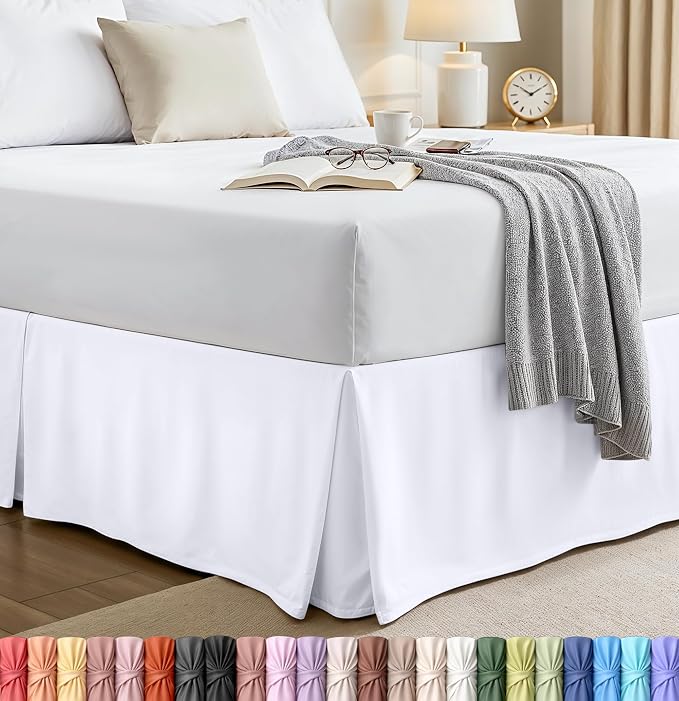 Utopia Bedding Full Bed Skirt - Soft Quadruple Pleated Ruffle - Easy Fit with 16 Inch Tailored Drop - Hotel Quality, Shrinkage and Fade Resistant, White | Easy Fit Design, Shrinkage & Fade Resistant, Hotel Style, Microfiber Durable Fabric, Machine Wash...