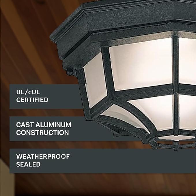 DESIGNERS FOUNTAIN 2067-BK Builder Cast Outdoor Flush Mount Ceiling Light,10.5 in W,Black,(Pack of 6)