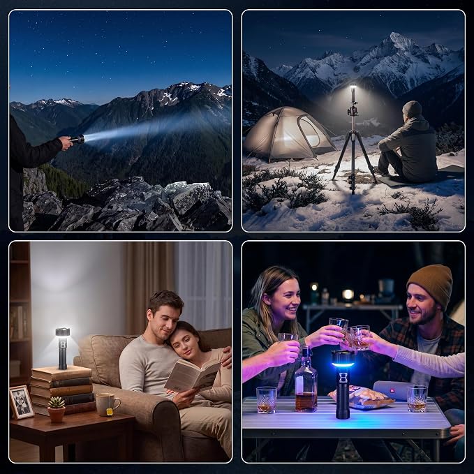 EverBrite 1700LM Rechargeable Flashlight with Spotlight, Floodlight & RGB | Digital Power Display, 14 Modes, RGB Light, Memory Function, 4500mAh, Aluminum Body, Hook, Tripod Mount for Camp, Emergency