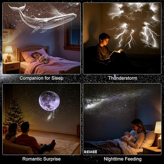 2-in-1 Galaxy Projector Night Light,USB Star Projector with Adjustable Brightness,Mini LED Wall Projection Lamp,360° Rotation Mini Galaxy Light Projector for Bedroom Ceiling Wall Room Deco
