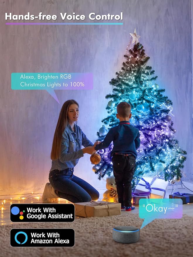 Brizled Smart Fairy Lights, 66FT 200 LED St. Patrick's Day Green String Lights WiFi Smart App & Voice Controlled, RGB Color Changing Mini Christmas Light Dimmable for Halloween Xmas Easter July 4th