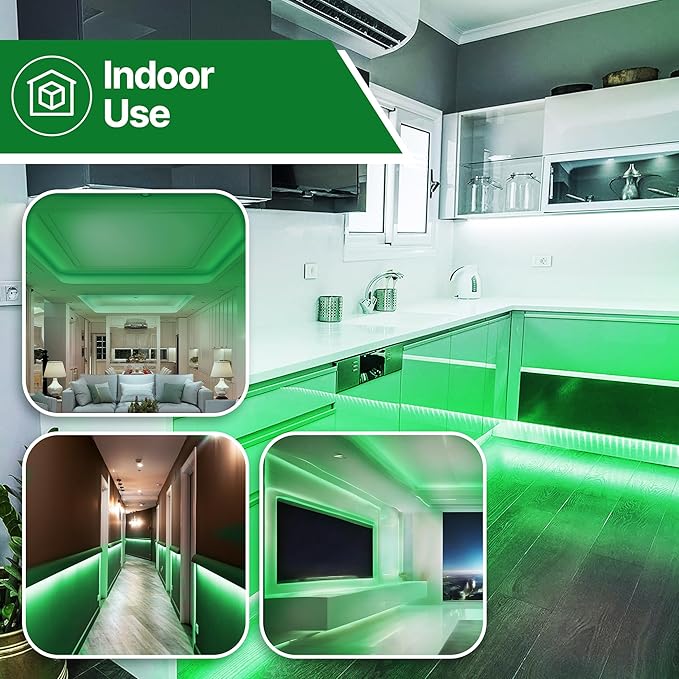 Tupkee LED Rope Light Green - for Indoor and Outdoor use, 24 Feet (7.3 m) - 10MM Diameter - 144 LED Long Life Bulbs Rope Tube Lights
