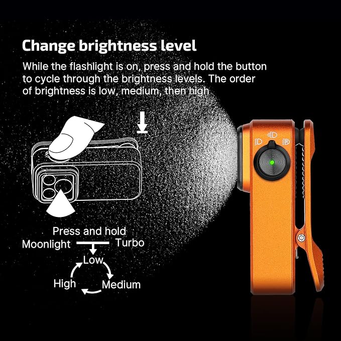 OLIGHT Oclip Pro Rechargeable EDC Clip-on Flashlight, Orange | Red Light, 500 Lumens Floodlight, Spotlight, Pocket-Sized, USB-C Charging, Magnetic, for Work, Signaling, Outdoor or Home Use