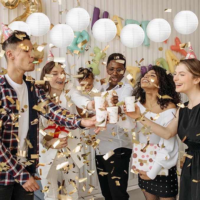Treela 90 Pack White Chinese Japanese Paper Lanterns Decorative Hanging Ball Paper Lantern Lamps for Wedding Birthday Party Baby Shower Home Decorations(6 Inch)