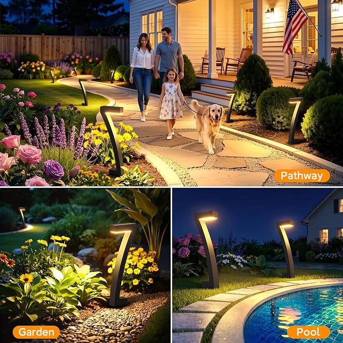 Solar Lights Outdoor Pathway Lights, 6 Pack Upgraded Bright LED Outdoor Solar Light for Outside, IP65 Waterproof Solar Garden Light for Yard, Driveway, Walkway, Landscape, Patio Decor