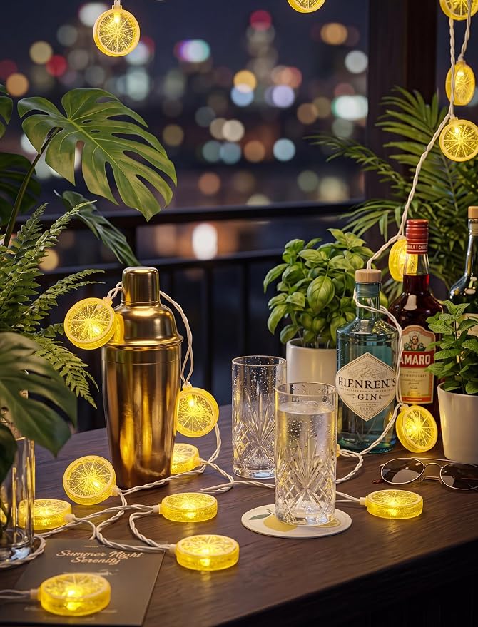 GOOTHY Lemon String Lights Plug in, 8.5Ft Outdoor Fairy Decorations String Lights with 10 LED Yellow Lemon Slice Lights, Hanging Novelty Summer Patio Lights for Garden Kitchen Christmas Wedding Party