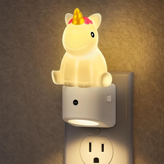 Night Light for Kids,3D Cute Unicorn Kids Night Light with Sensor | Dusk to Dawn Sensor,RGB+Soft White 3000K,Plug in Night Light for Kids Room Decor,Birthday Gift Nightlight for Kids