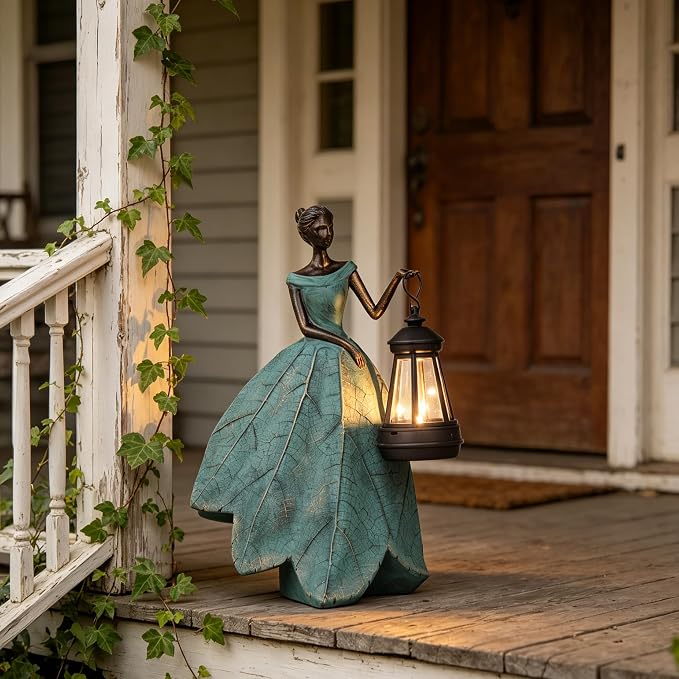 Guichifun Fairy Statues Garden Decor with Solar Lights Gifts for Women | Resin Garden Statues, Outdoor Decor, Patio Yard Lawn Decor, Housewarming Gardening Gifts for Mom, 7.4 x 5.3 x 12 Inch