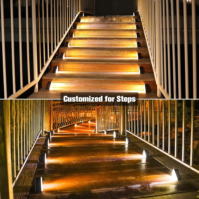 VOLISUN Solar Step Lights for Outside, Solar Stair Lights Outdoor | Waterproof IP67, LED Outdoor Step Light, 80 Lumen, Deck Light for Outside, Front Porch and Patio(Black,24 Pack)