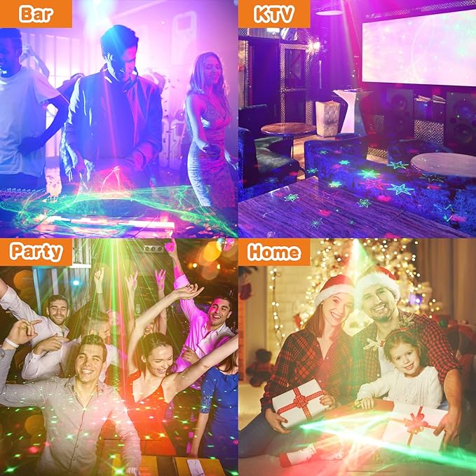 DJ Disco Stage Party Lights - Northern Laser Light Effect RGB Led Sound Activated Strobe Lighting with Remote Control for Indoor Birthday Karaoke Club KTV, Black