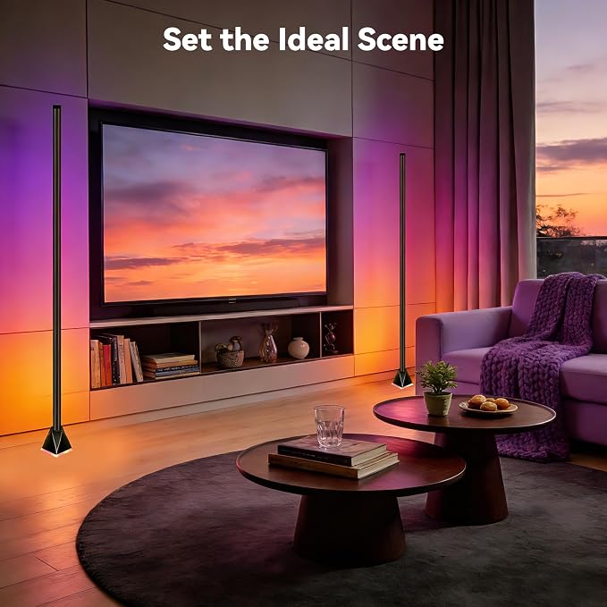 2 Pack Floor Lamp, Smart RGB LED Corner Lamp with App and Remote Control, Mood Lighting, 16 Million DIY Colors & 68+ Scene, Music Sync, Timer Setting for Living Rooms, Bedrooms, and Gaming Rooms