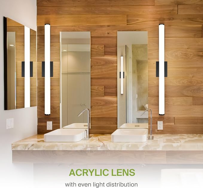 ASD 36" LED Linear Vanity Light Fixture, Modern Bathroom Sconce — 3 Color 3000K-5000K, Dimmable, 30W 2100LM, Energy Star & ETL Listed — Over Mirror Makeup Bar for Bedroom, Cabinets — Black, 4 Pack