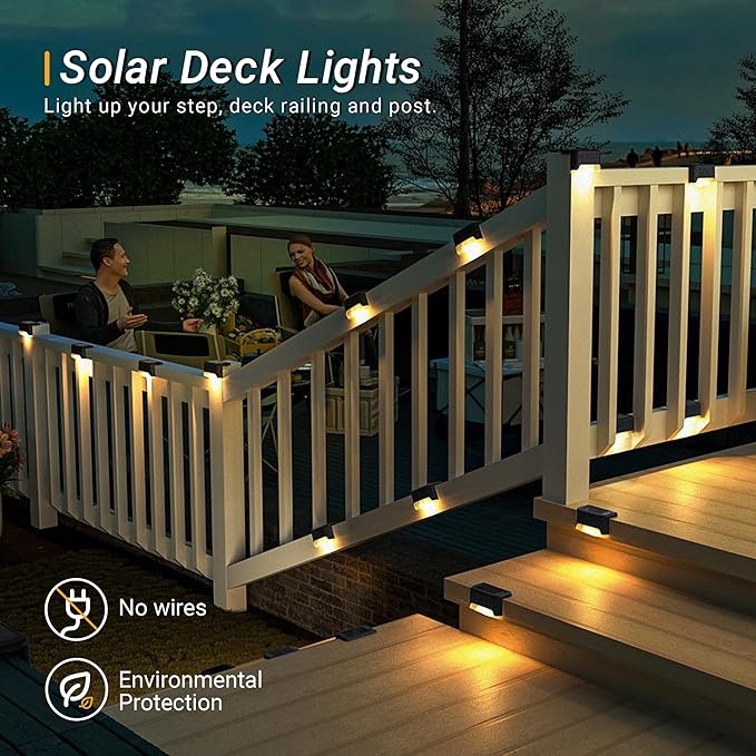 Solar Deck Lights Outdoor, Solar Step Lights Waterproof Led Lights for Outdoor Stairs, Step, Fence, Patio,Yard,Porch and Balcony(20 Pack,Warm White)