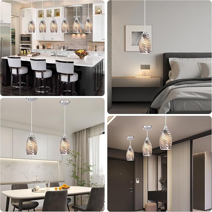 Viinew Mini Glass Pendant Light,1-Pack Gray Marble Glass Hanging Light | 4.72" with Handblown Glass Oval Chadelier,Glass Ceiling Pendant Light for Dining Room Kitchen Island Cafe Foyer