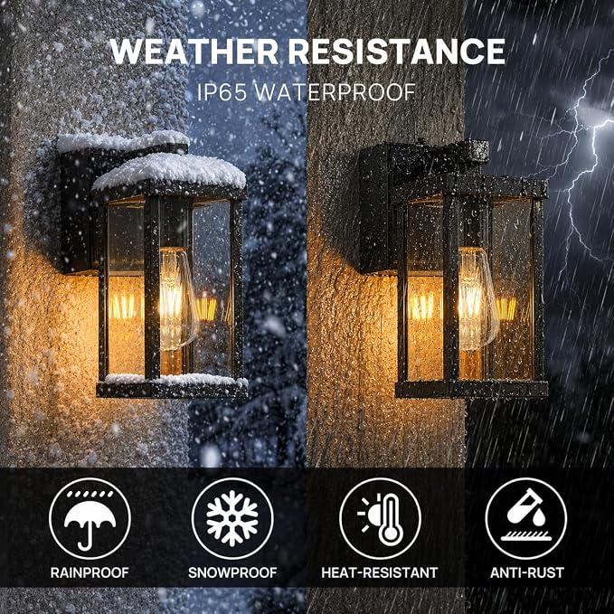 Porch Lights with GFCI Outlets Dusk to Dawn Outdoor Wall Lights Waterproof Exterior Lighting Fixtures Modern Outside Lights Wall Mount for House Patio Garage,11.8''H,1PC