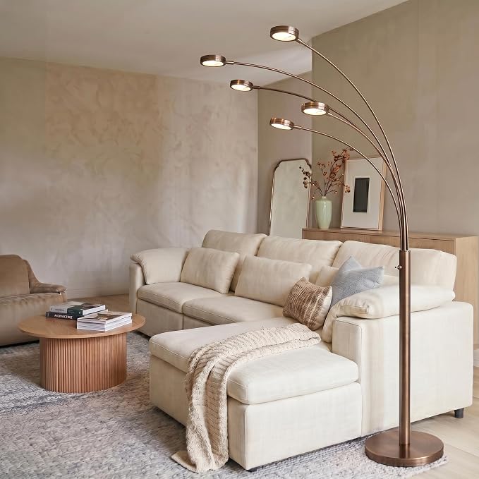 Brightech Orion Arc Floor Lamp for Living Room, Tree Floor Lamp with 5 Adjustable Arms, Multi-Head Standing Lamp with Flexible Rotating LED Lights for Bedroom, Dorm - Bright Hanging Lighting - Bronze