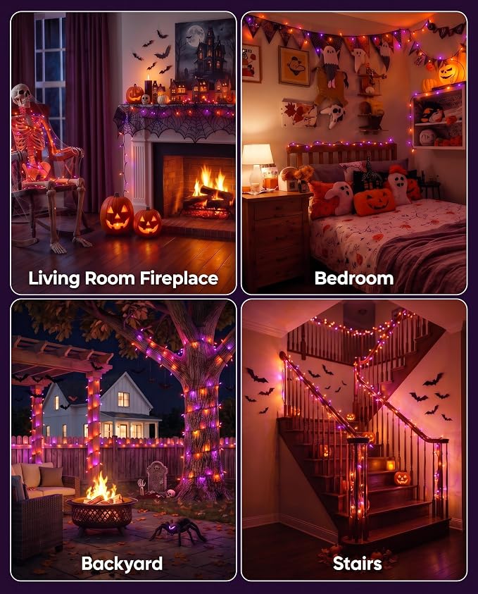 Halloween Lights 20FT 100 Count, Purple and Orange Outdoor String Lights | Incandescent Mini String Lights, Waterproof & Connectable for Halloween Decorations, for Patio Home Party Garden Yard Decor