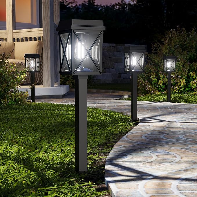 XMCOSY+ Solar Lights Outdoor, 12 Pack Bright Pathway Lights for Landscape | Adjustable Brightness, 3 Color Modes, Up to 15H Runtime, Solar Powered Outdoor Lights for Garden, Yard, Pathway, Landscape