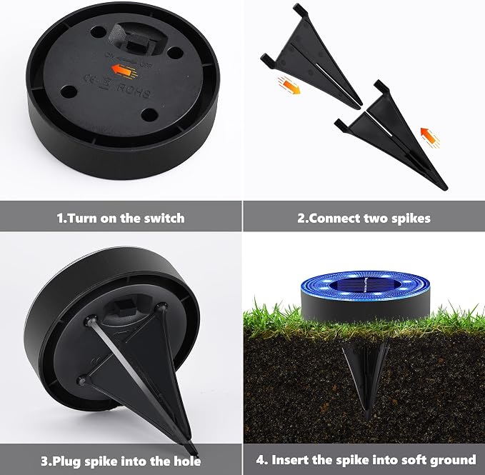 Joomer Solar Ground Lights Outdoor Waterproof, 16 Pack 8 LED, Blue | Solar Powered Garden Lights Disc Landscape Lighting Outdoor for Patio Pathway Lawn Yard Driveway Walkway outside