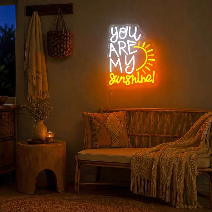 Neon Sign, Sunshine Neon Signs for Wall Decor LED Signs Neon Light | You Are My Sunshine Neon Sign, Inspiration Led sign for Bedroom, Living Room, Home Decor, Dimmable, Gift, USB Powered